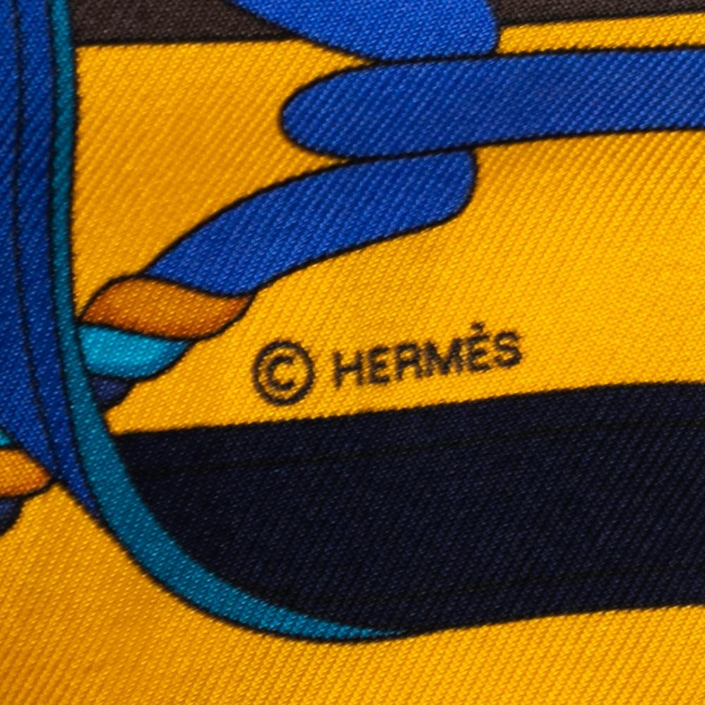 Hermes Yellow Printed Silk Twilly 1