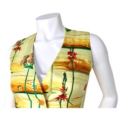 Hermès Yellow Race Car Print Silk Vest circa 1980s