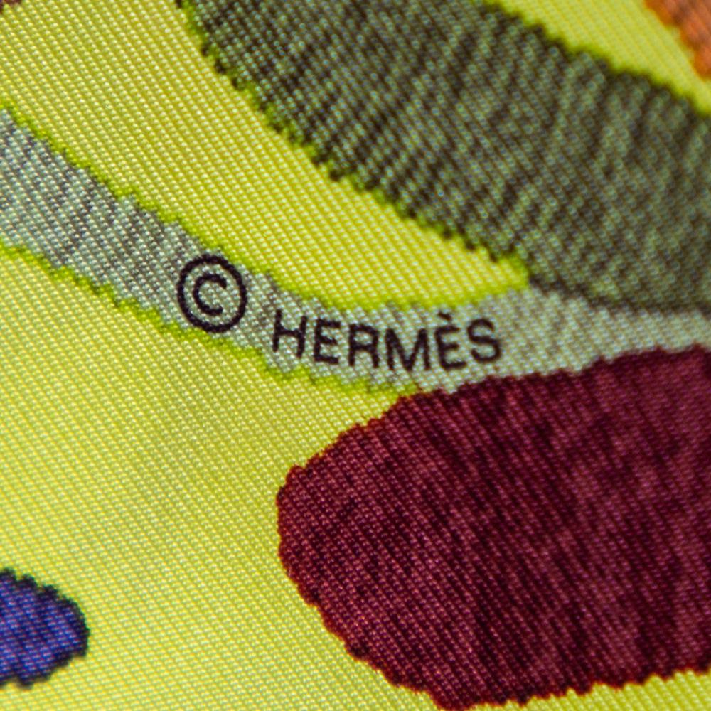 Hermès Yellow & Red Din Tini Ya Zue Silk Scarf In Excellent Condition In Dubai, Al Qouz 2