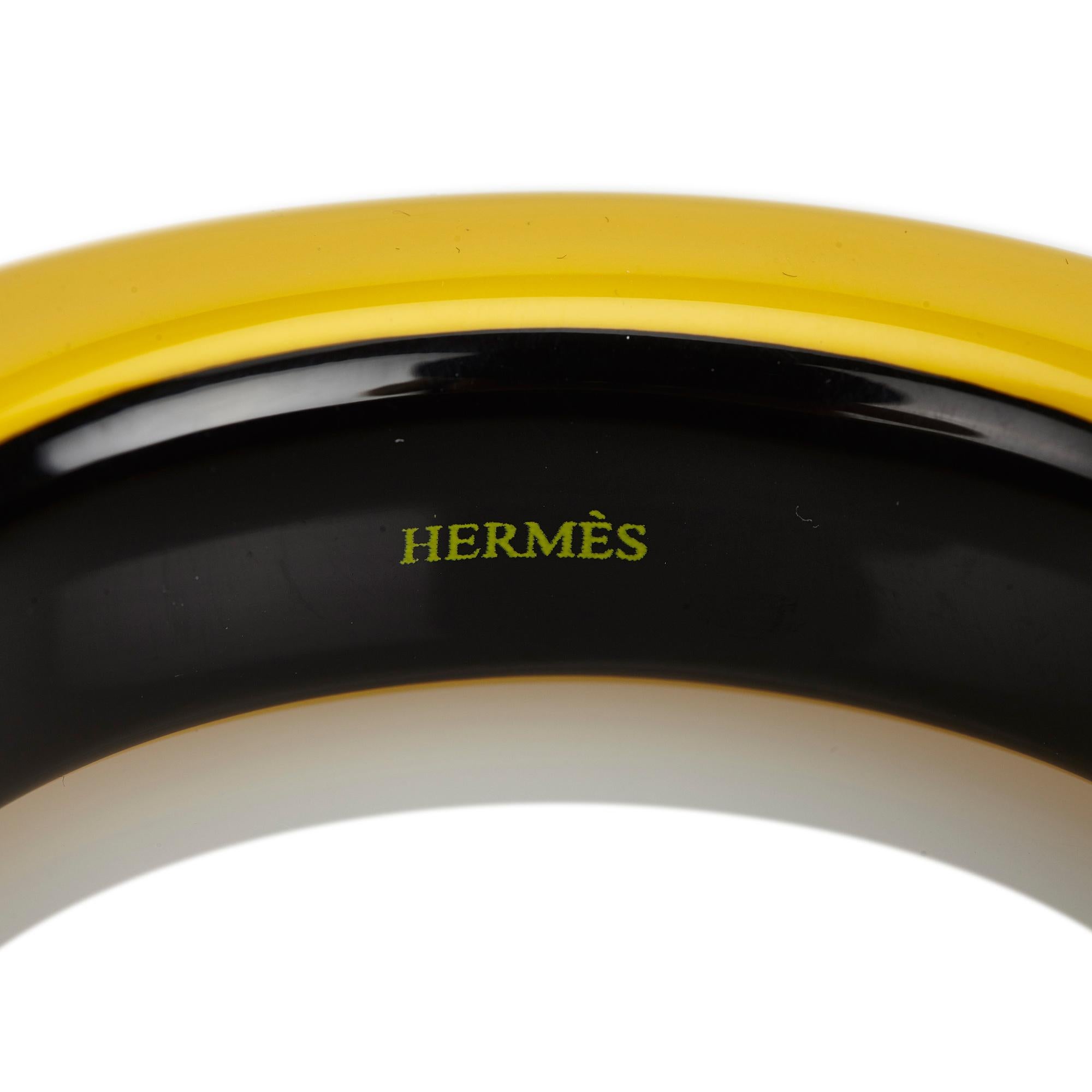 Hermes Yellow Resin Plastic Bangle France w/ Box For Sale 1