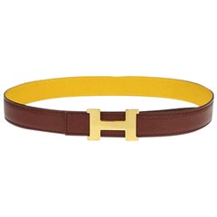 Hermès Yellow Reversible 24mm H Logo Kit 228631 Belt