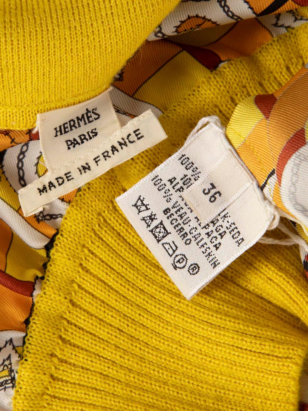 Women's Hermès Yellow Silk & Alpaca Roll Neck Jumper Size S