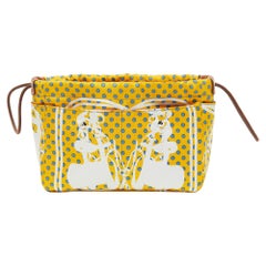 Hermes Yellow Silk and Barenia Leather Fourbi 20 Pouch