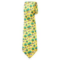 Hermes Yellow Silk Printed Tie, Circa 1990
s