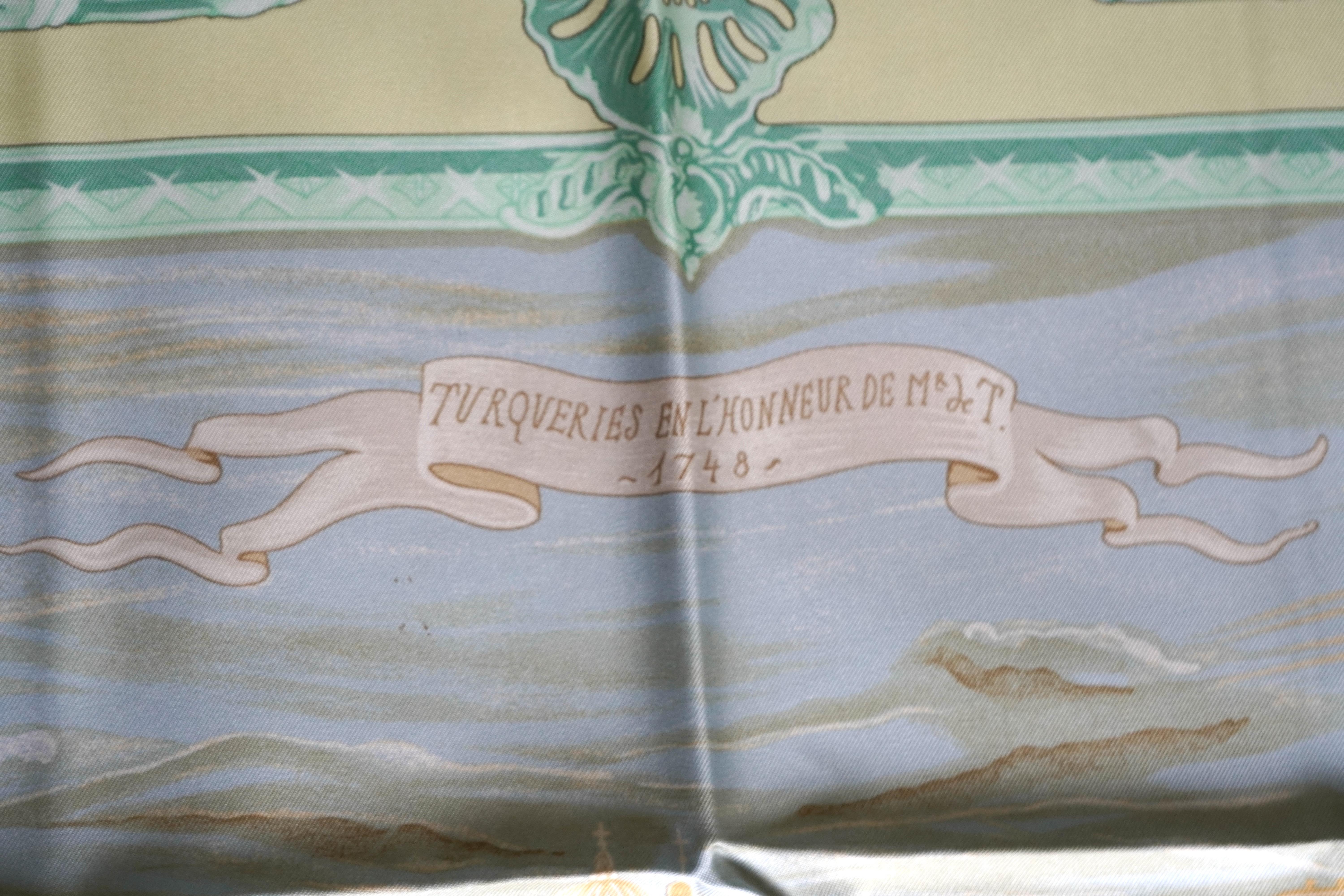 Hermes Yellow Silk scarf by Jean-Christophe Donnadieu For Sale 5