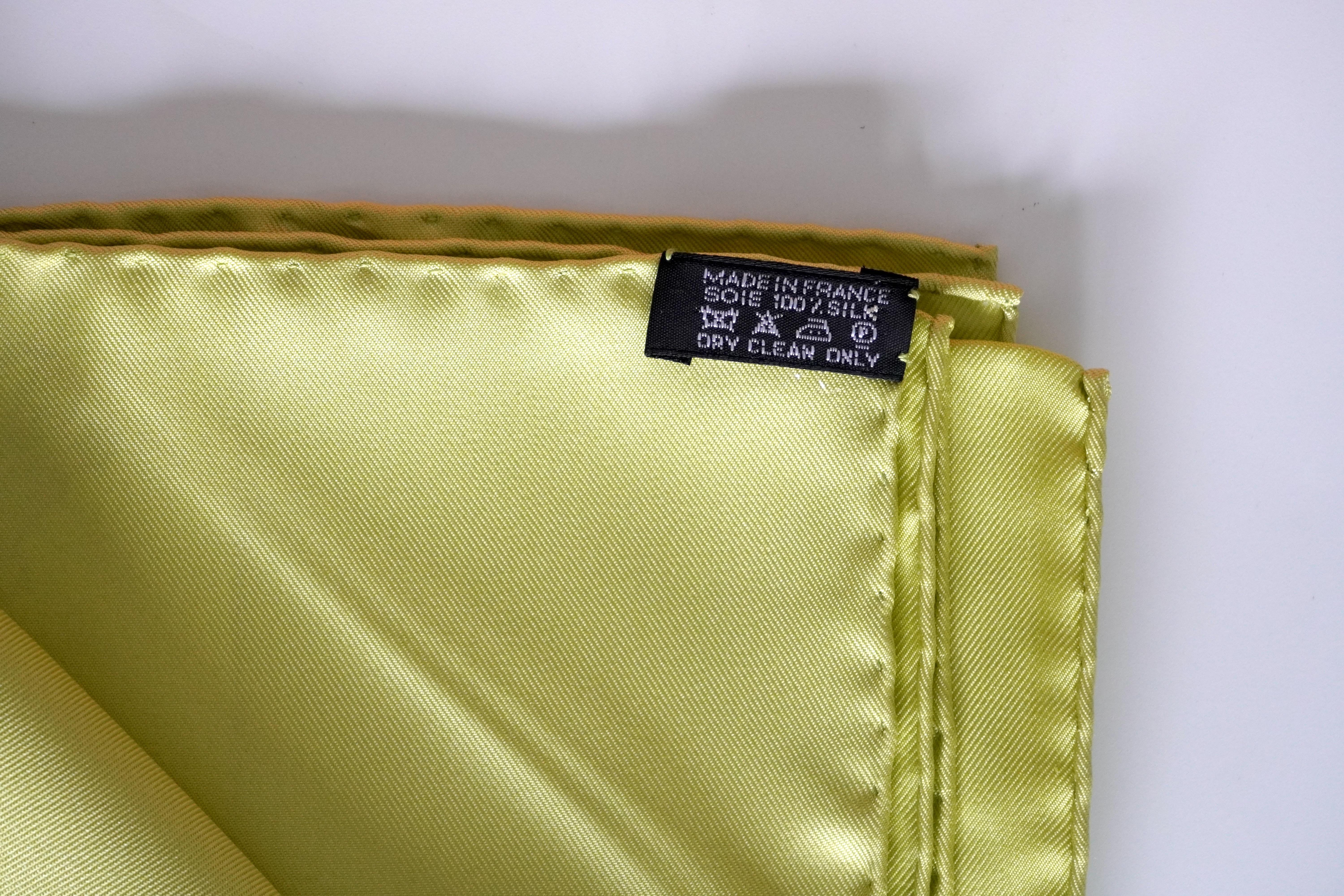 Beige Hermes Yellow Silk scarf by Jean-Christophe Donnadieu For Sale