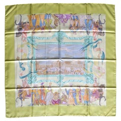 Hermes Yellow Silk scarf by Jean-Christophe Donnadieu