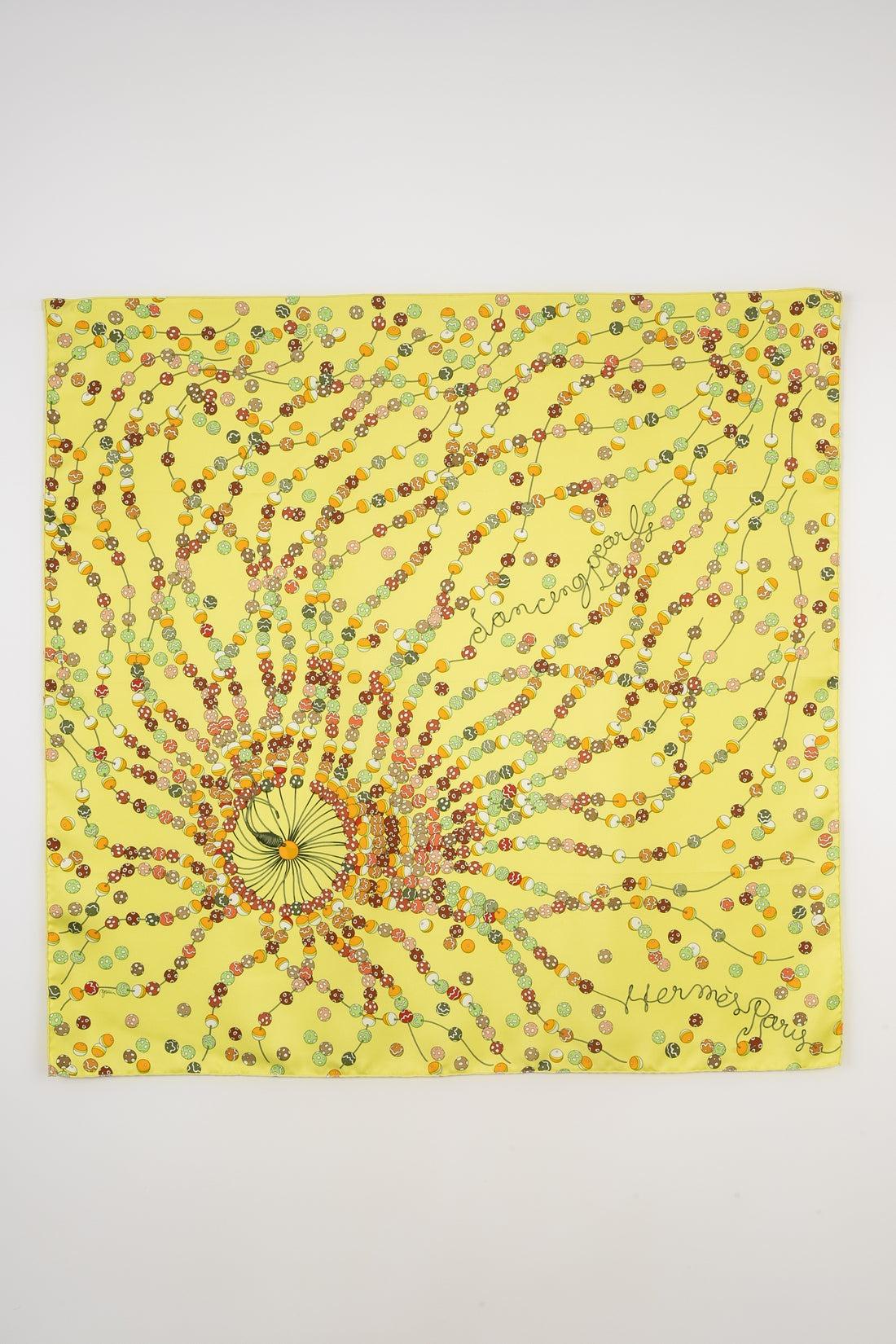 Hermès - (Made in France) Yellow silk twill foulard with the 