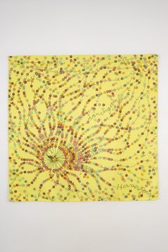 Hermès Yellow Silk Twill Foulard / Scarf 'Dancing Pearls', 2008