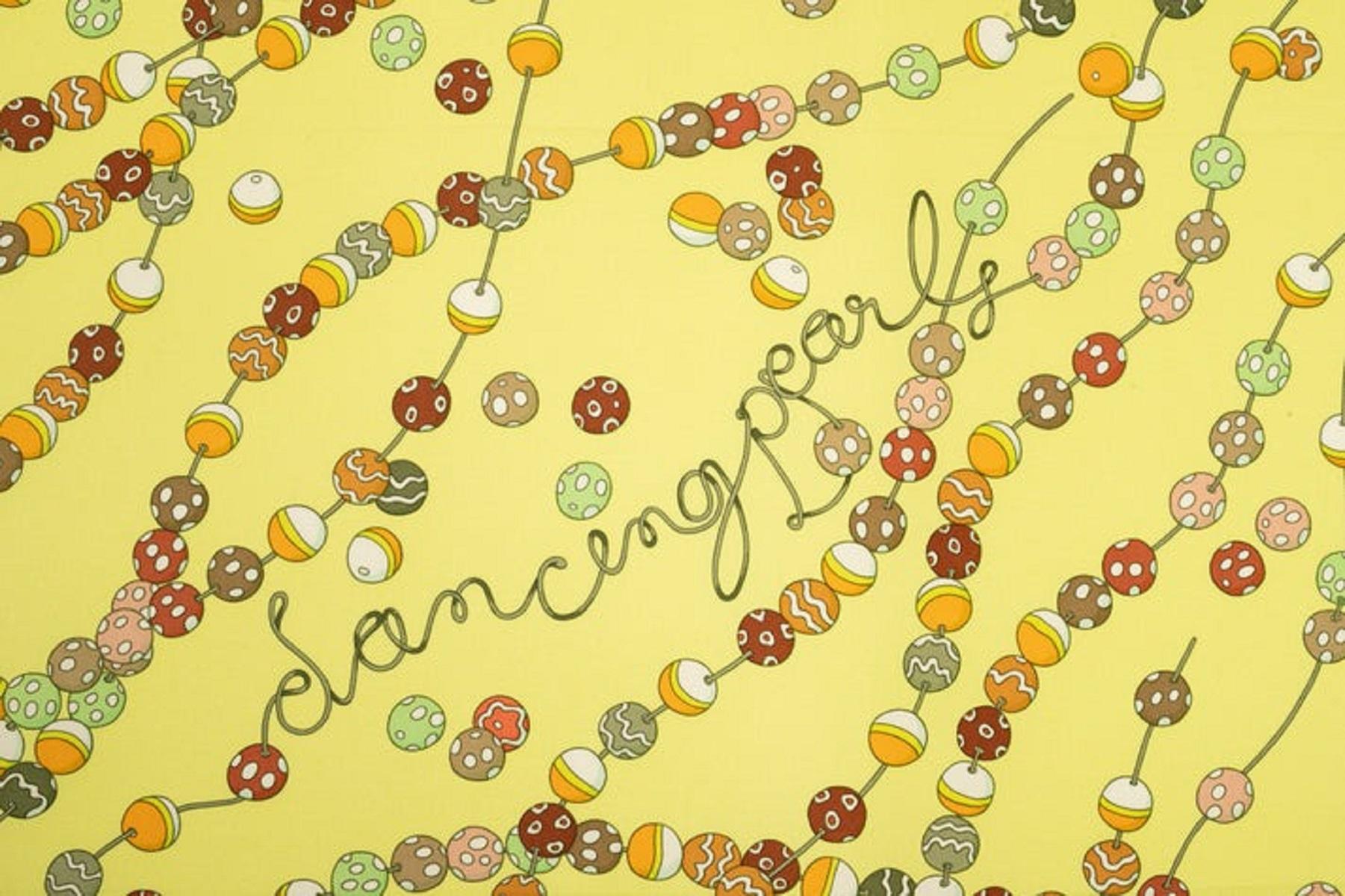 Women's Hermès Yellow Silk Twill Foulard/Scarf 'Dancing Pearls', 2008 For Sale