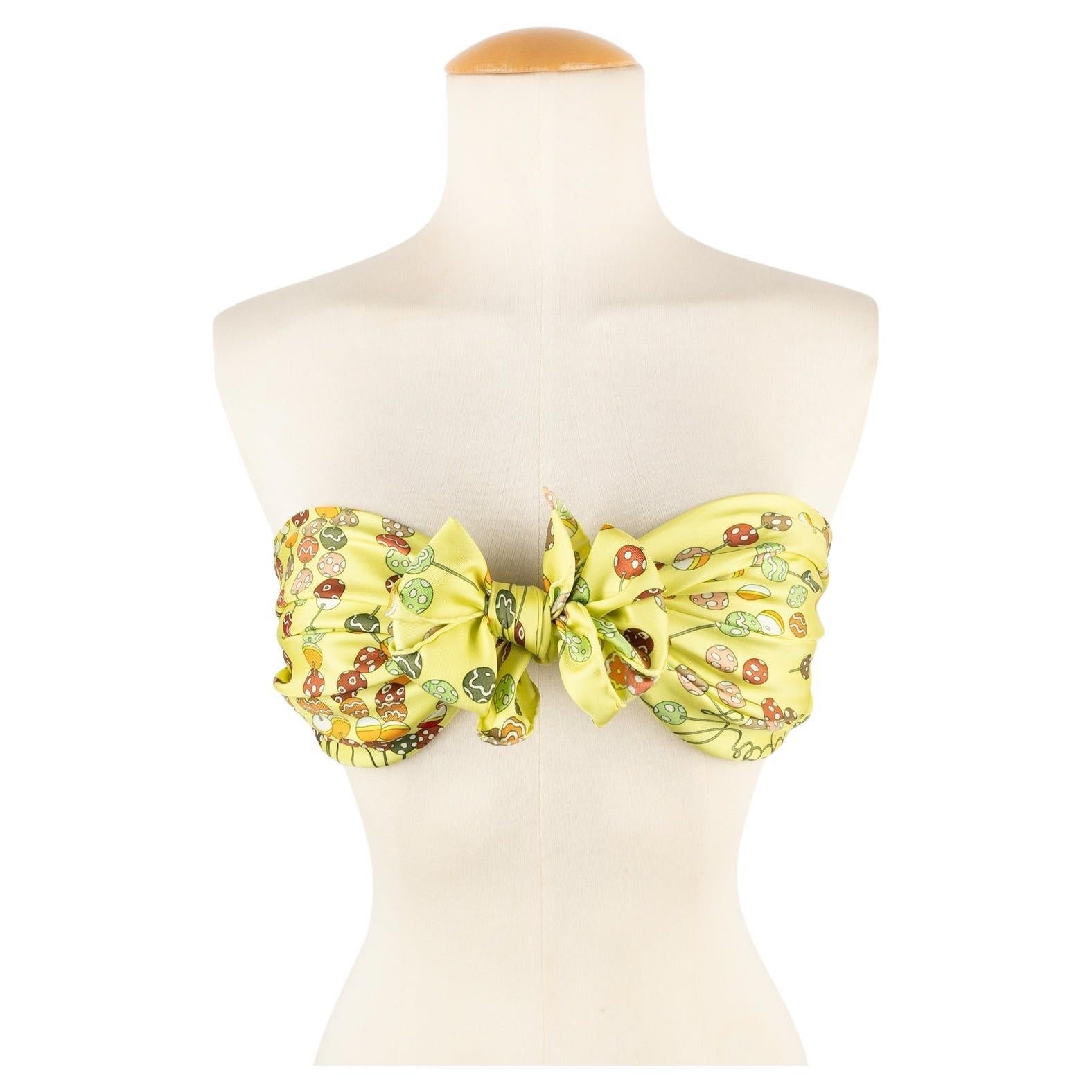 Hermès Yellow Silk Twill Foulard/Scarf 'Dancing Pearls', 2008 For Sale
