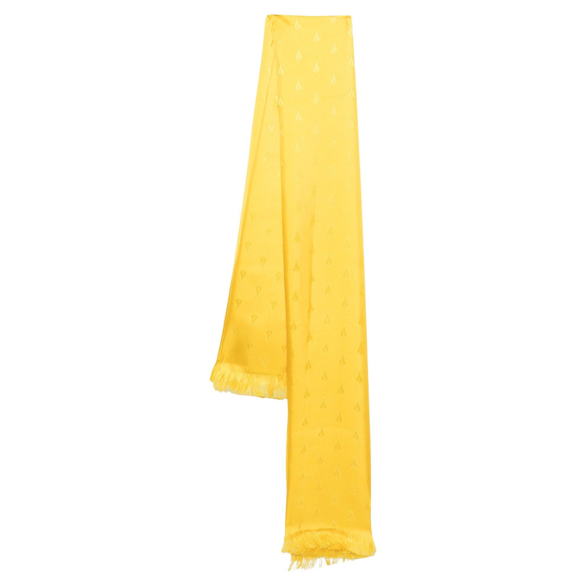 Hermes Yellow Silk Unisex Bee Jacquard Scarf