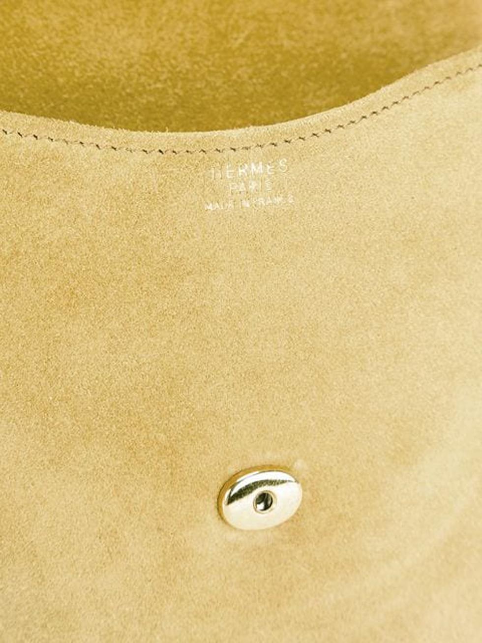 Beige Hermes Yellow Suede Shoulder Bag