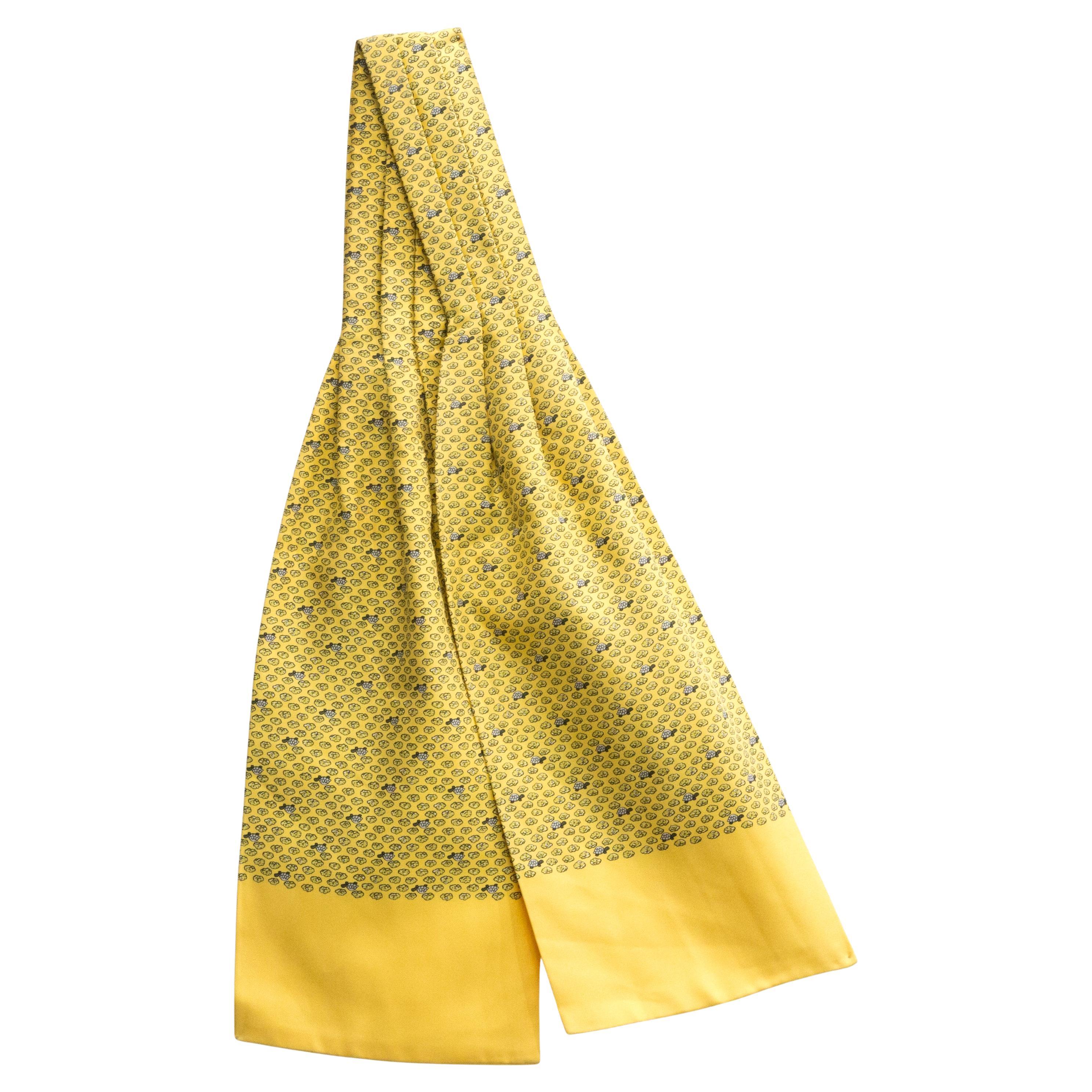 Hermes Yellow Turtles 
Salads Silk Ascot Scarf For Sale