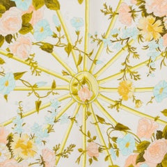 Hermes yellow & white ROMANTIQUE 90 silk twill Scarf