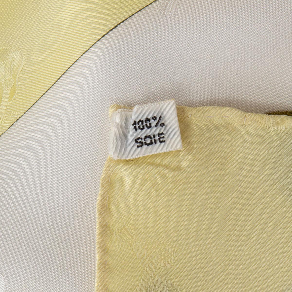 da uomo o donna Sciarpa Hermes ROMANTIQUE 90 in twill di seta giallo e bianco