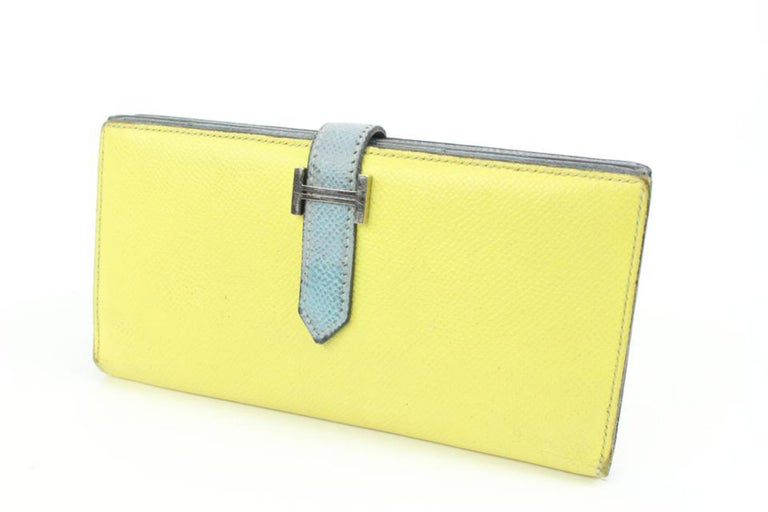 Hermès Yellow x Blue Epsom Leather Long Bifold Bearn Wallet 68h411s For