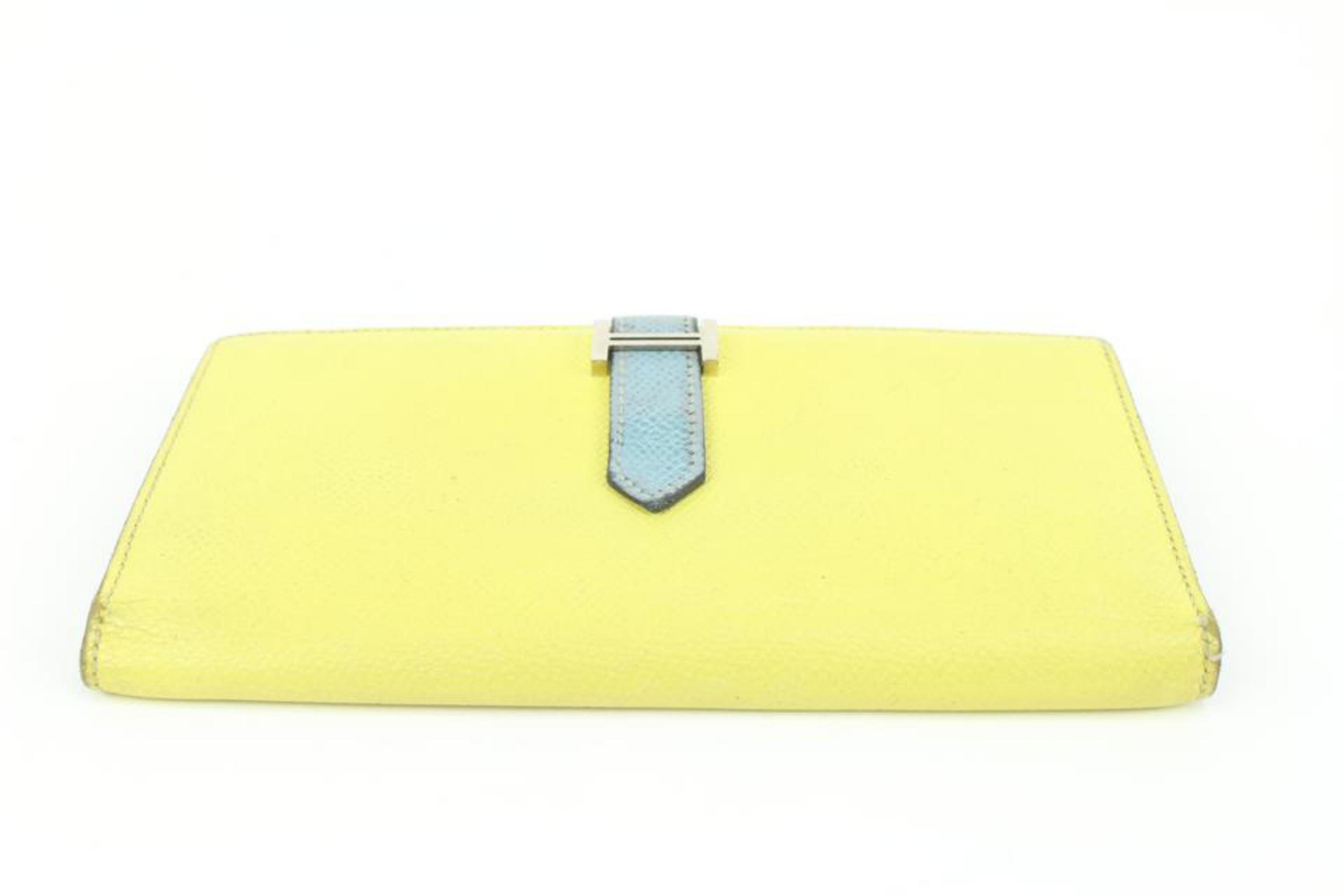 Hermès Yellow x Blue Epsom Leather Long Bifold Bearn Wallet 68h411s 2