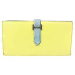 Hermès Jaune x Bleu Epsom Cuir Long Bifold Bearn Portefeuille 68h411s