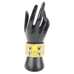Hermès Jaune x Or Picnic Medor Cuff Wicker Bracelet s331h42