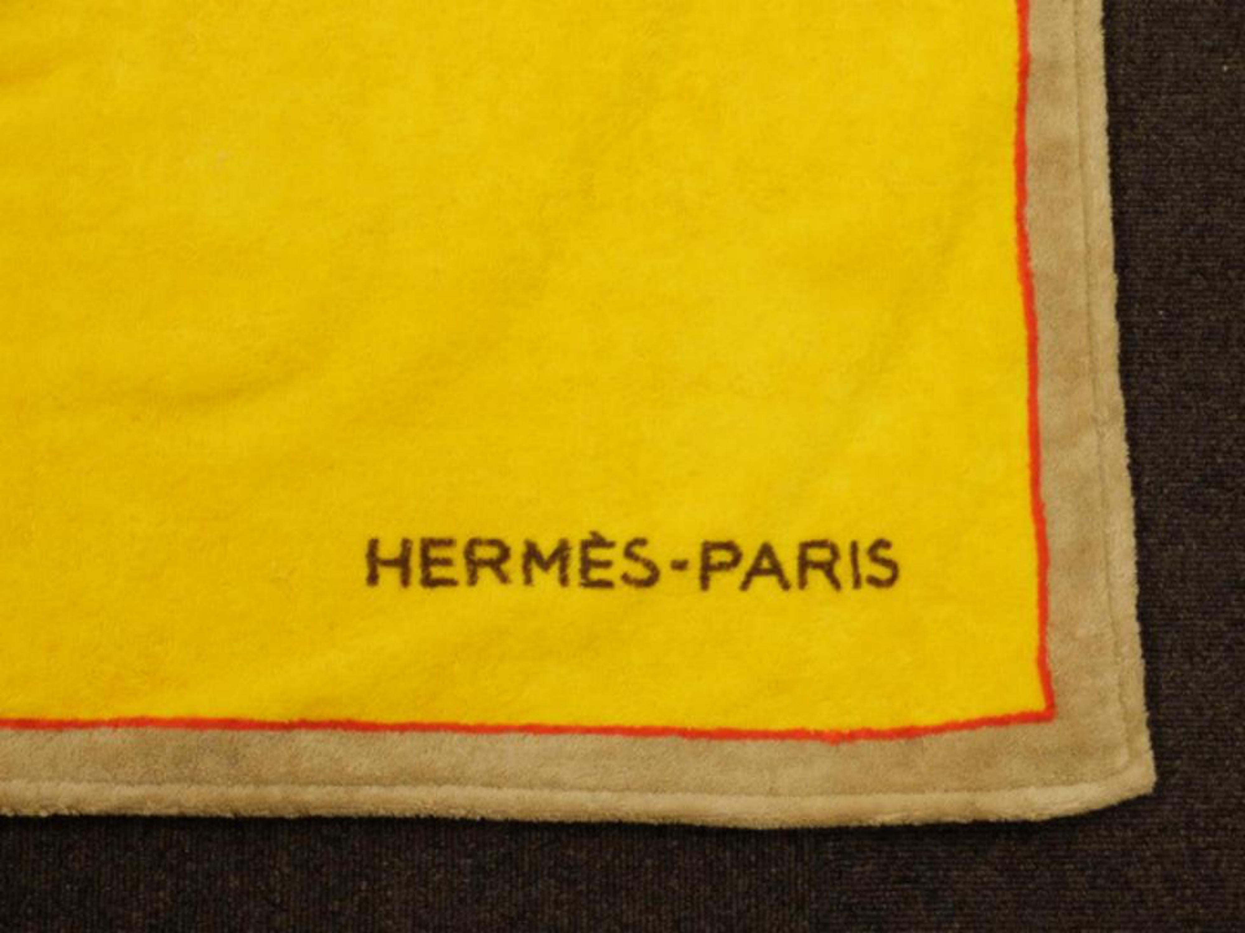 Hermès Yellow X Orange Horse Logo H Towel 226863 In New Condition For Sale In Forest Hills, NY