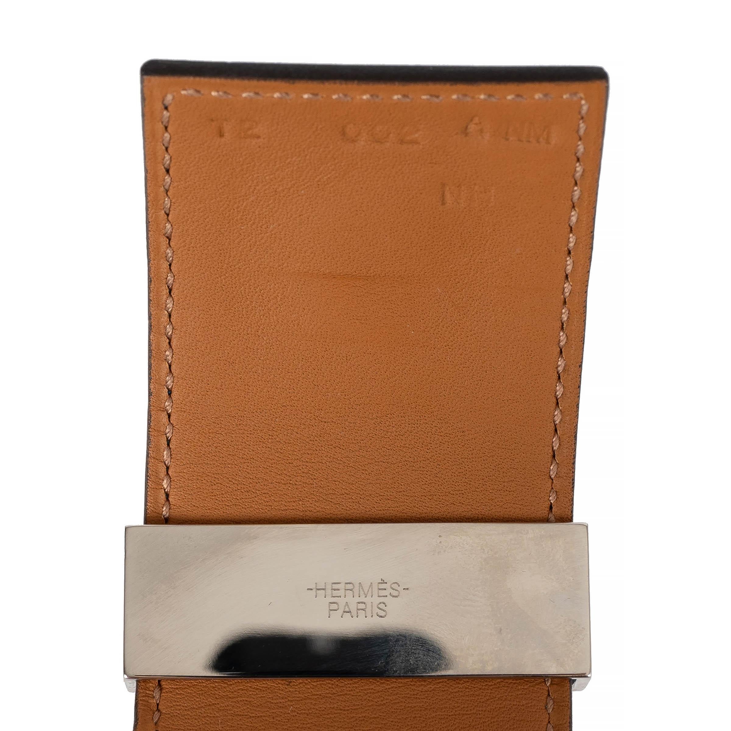HERMES Zanisbar blue Swift leather COLLIER DE CHIEN Cuff Bracelet T2 3