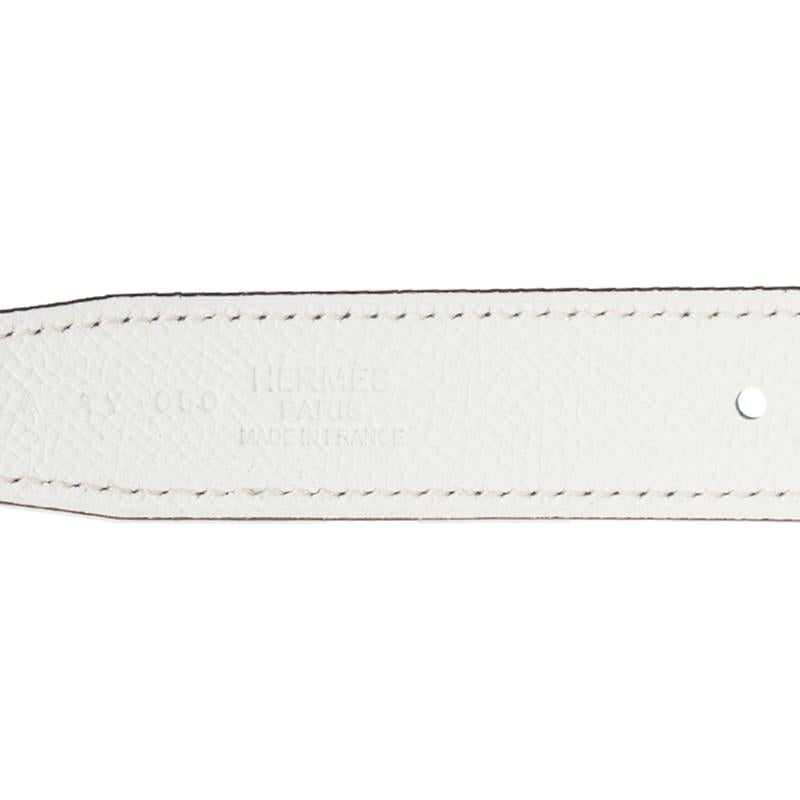 HERMES Zanzibar Blue White red 24mm Reversible Belt Strap 75 Swift leather In New Condition In Zürich, CH