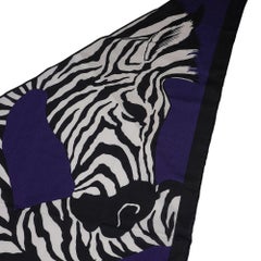 Hermes Zebra Pegasus Giant Triangle Scarf Marine Cashmere and Silk Shawl