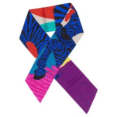 Hermes Zebra Pegasus Maxi Twilly - Cobalt Bleu red - New / Care Tag!