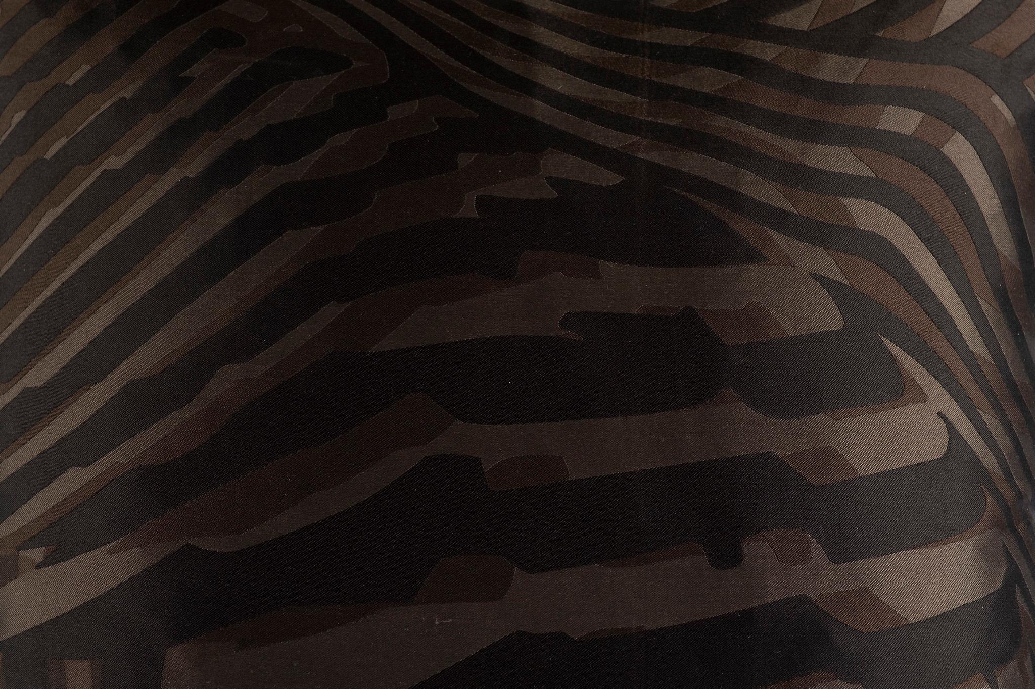 Contemporary Hermès Zebra Silk Pillow with Espresso Leather Trim