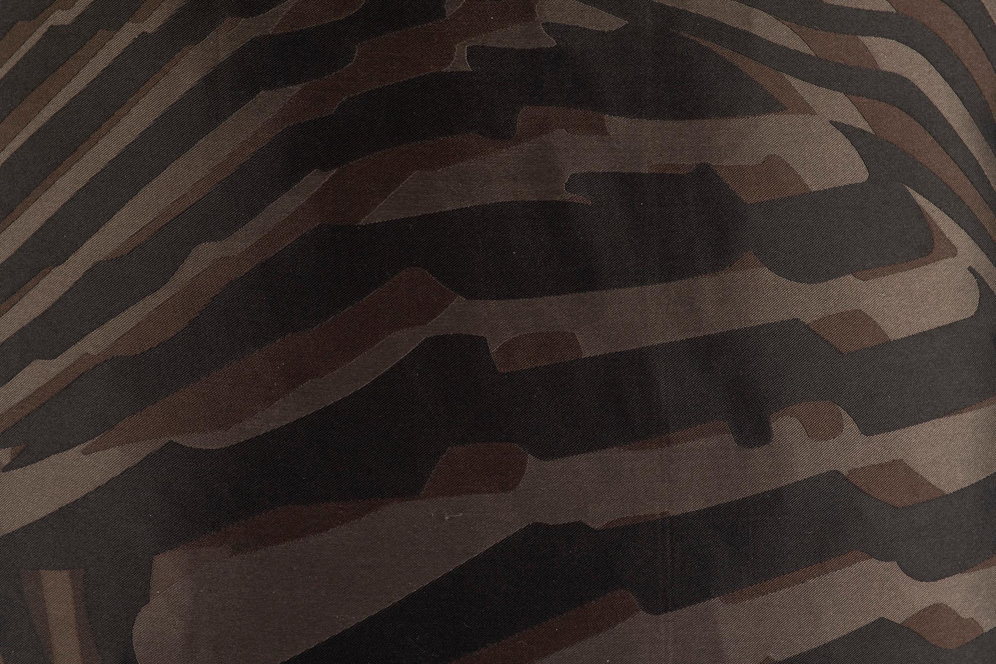 Hermès Zebra Silk Pillow with Espresso Leather Trim 1