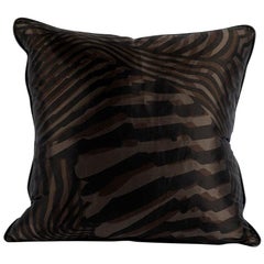 Hermès Zebra Silk Pillow with Espresso Leather Trim