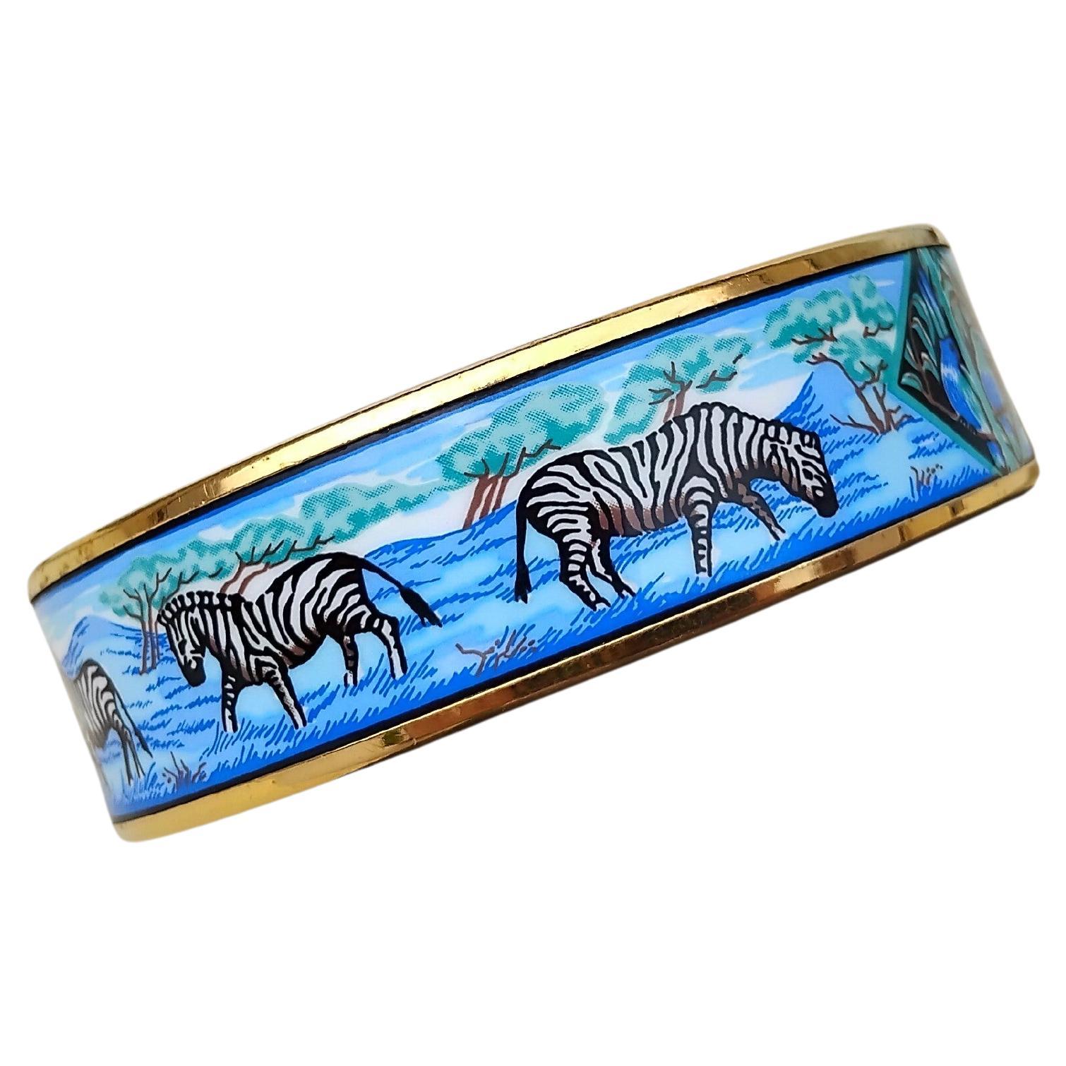Hermès Gold Enamel Bracelet Zebras Africa S. 70 For Sale 7