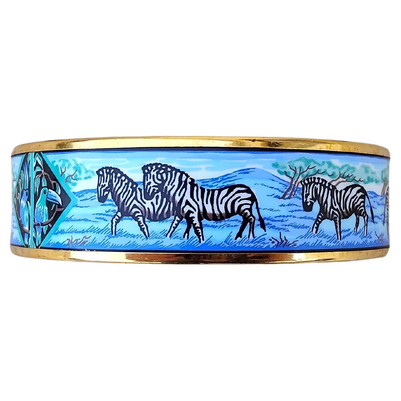 Hermès Gold Enamel Bracelet Zebras Africa S. 70 For Sale 1