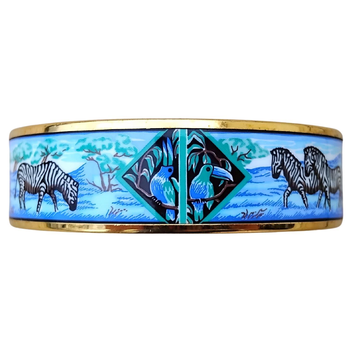 Hermès Gold Enamel Bracelet Zebras Africa S. 70 For Sale 2