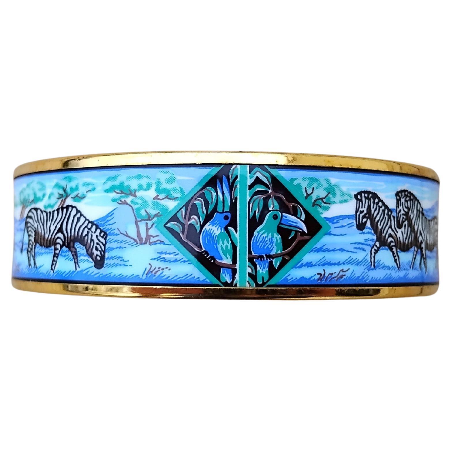 Hermès Gold Enamel Bracelet Zebras Africa S. 70 For Sale 3