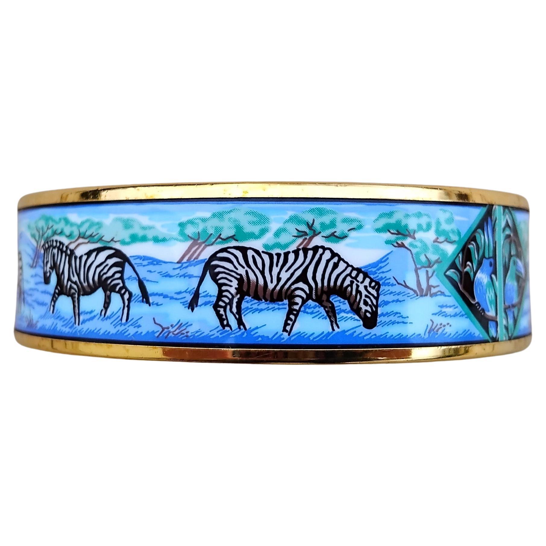 Hermès Gold Enamel Bracelet Zebras Africa S. 70 For Sale 4