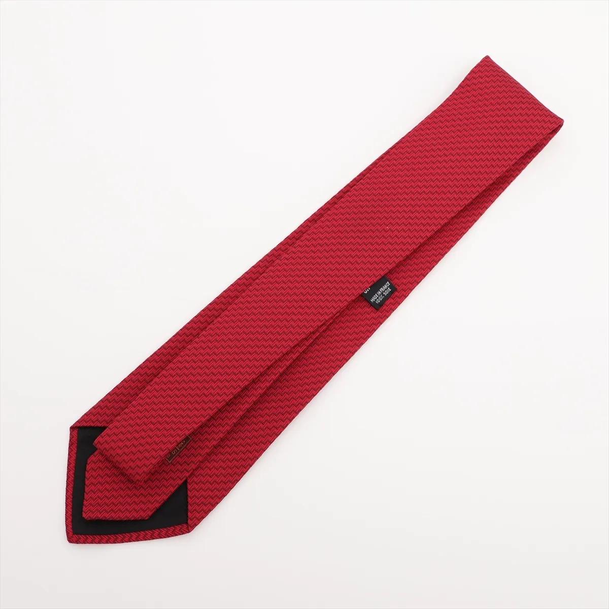 Rosso Hermès Zigzag Necktie Silk Red in vendita