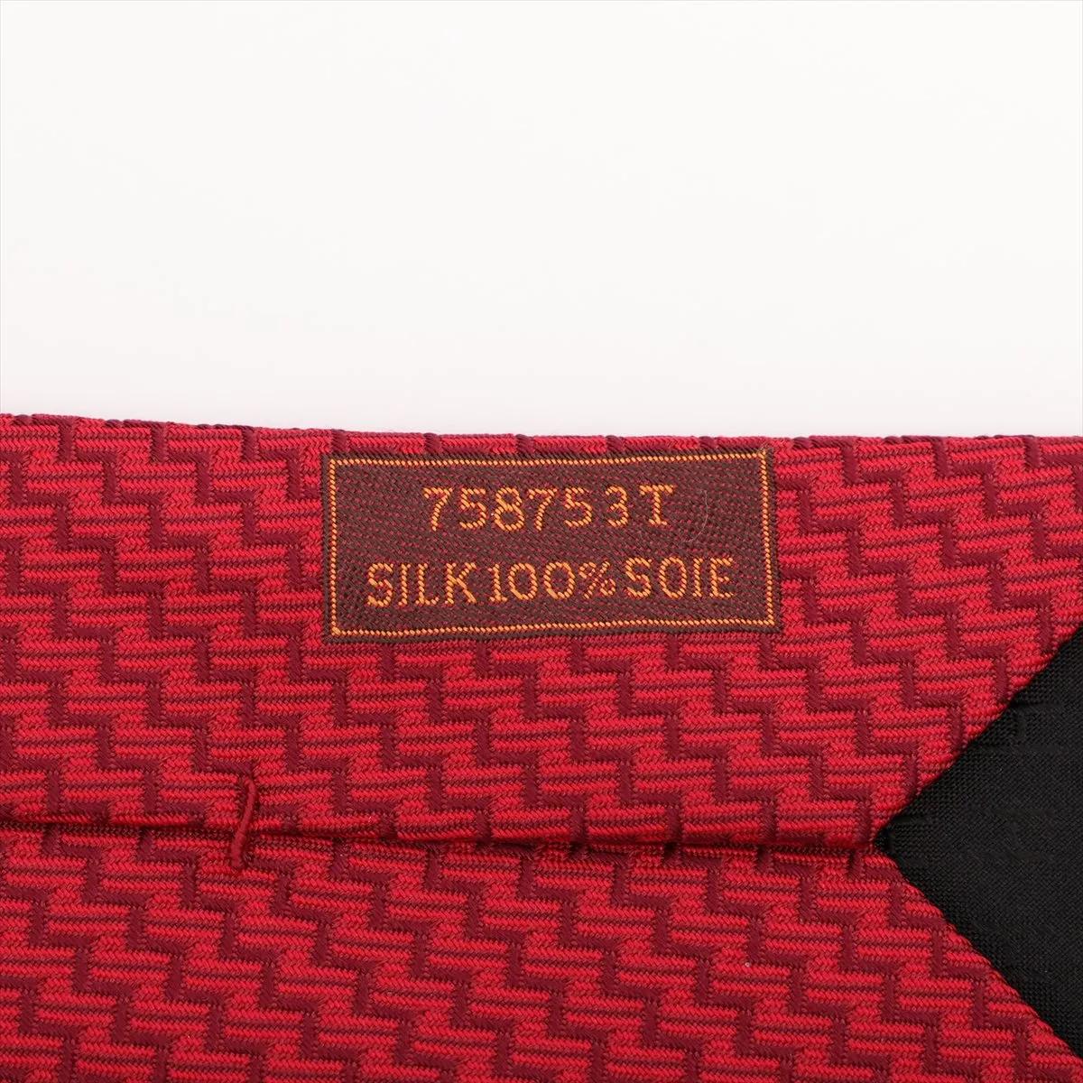 Uomo Hermès Zigzag Necktie Silk Red in vendita