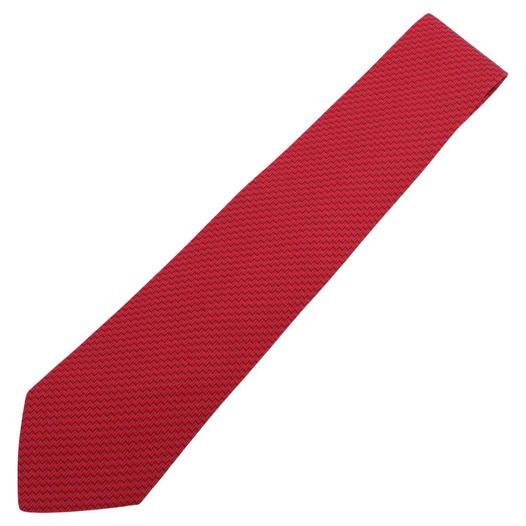 Hermès Zigzag Necktie Silk Red in vendita
