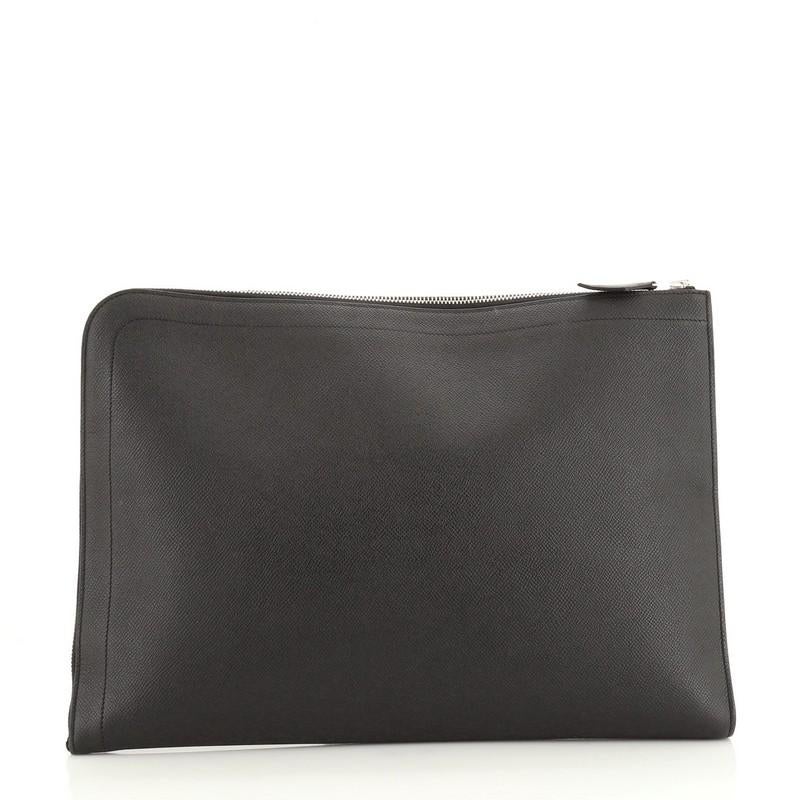 Black Hermes Zip Tablet Portfolio Leather Large