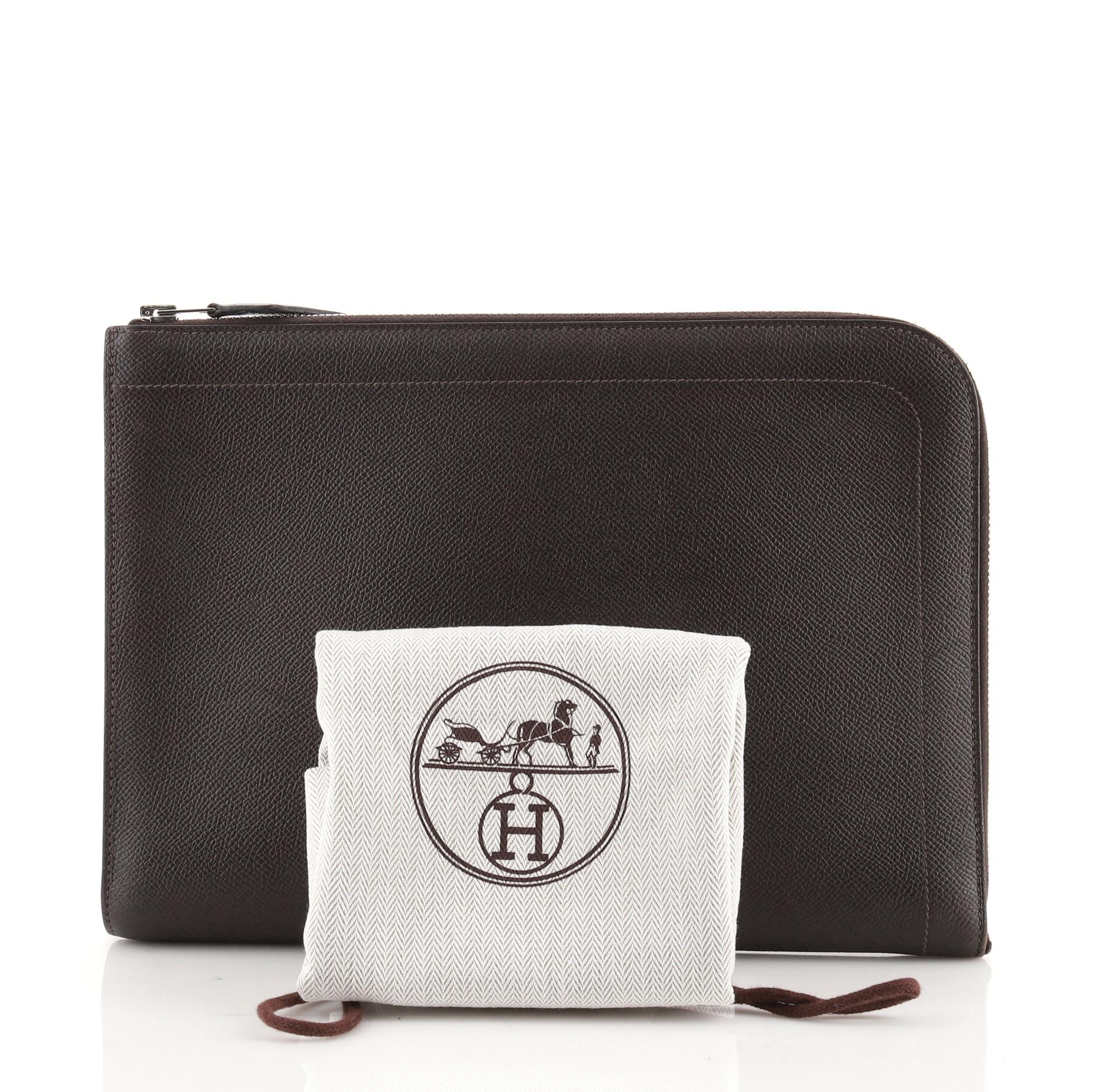 Black Hermes Zip Tablet Portfolio Leather Medium