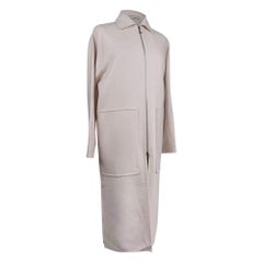 Hermes Zipped Double Sided Cashmere Coat Blanc Cordage 36