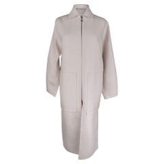 Hermes Cappotto in cashmere con cerniera a doppio lato Blanc Cordage 36