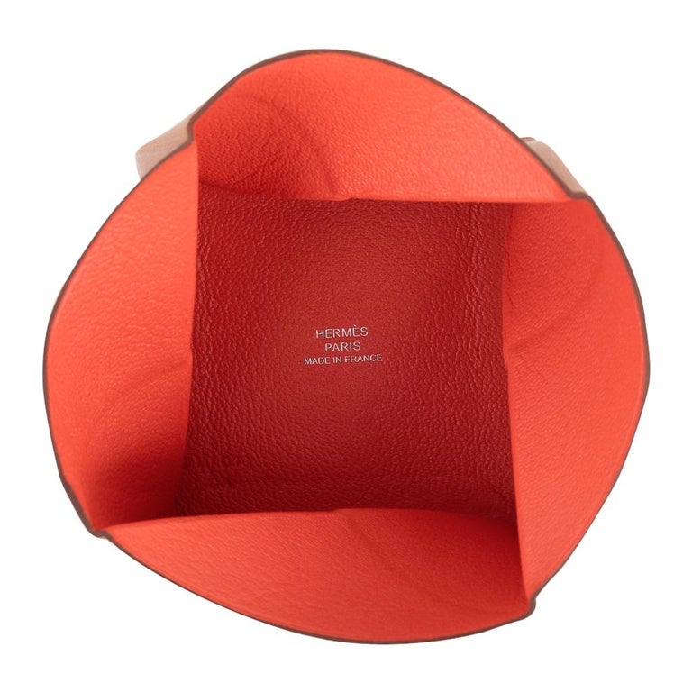 Hermes Zoulou Coin Purse Barenia / Orange Poppy Chevre Mysore New w