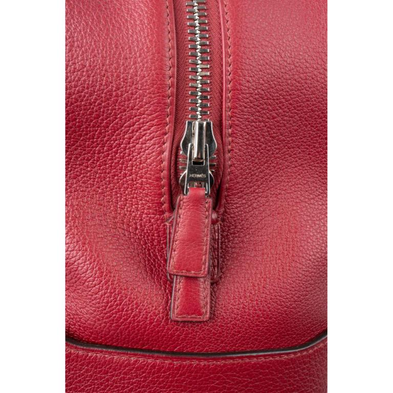 Hermèsred Evergrain Calfskin Weekend Bag, 2015 For Sale 6