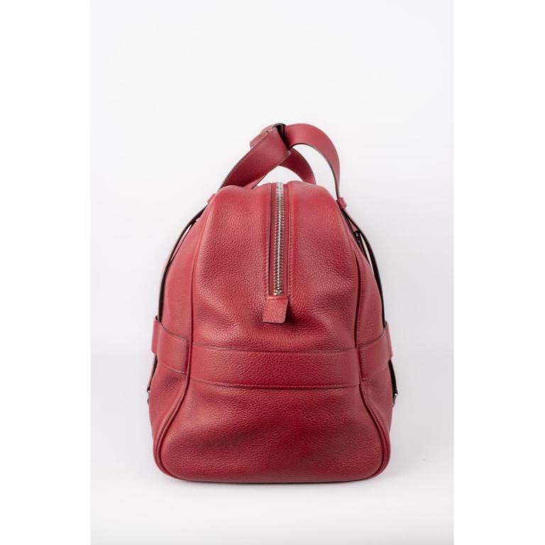 Hermèsred Evergrain Calfskin Weekend Bag, 2015 For Sale 2