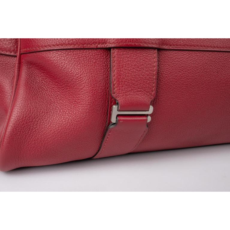 Hermèsred Evergrain Calfskin Weekend Bag, 2015 For Sale 5