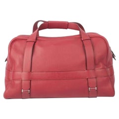 Bolso de fin de semana Hermèsde piel de becerro Evergrain roja, 2015
