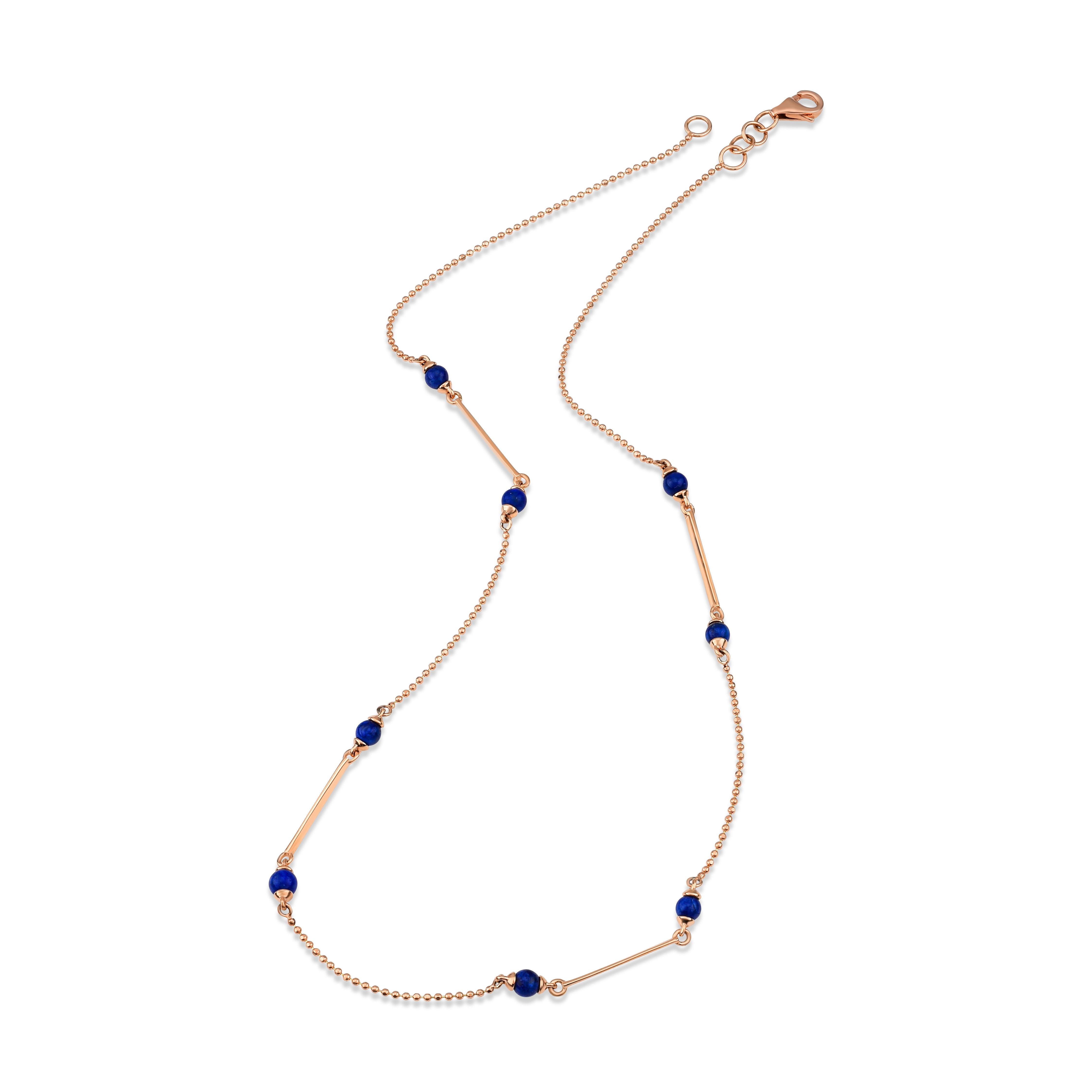 Hermia lapis necklace in 14k rose gold by Selda Jewellery

Additional Information:-
Collection: Treasures of the sea collection
14K Rose gold
Chain length 35cm